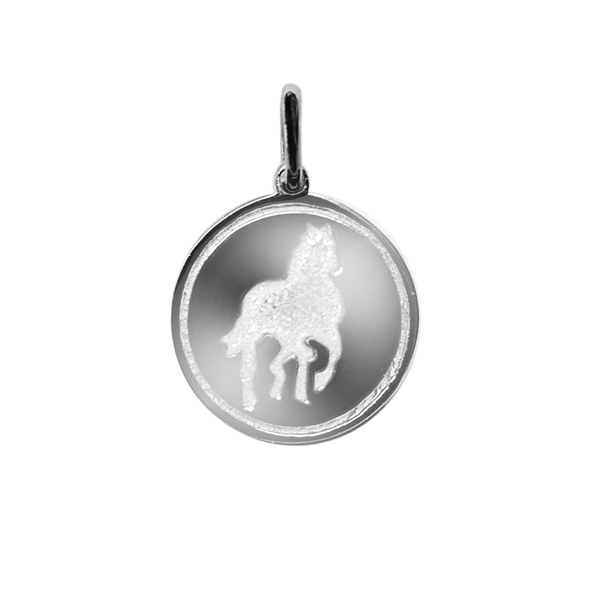 Disc Horse Charm - Silver