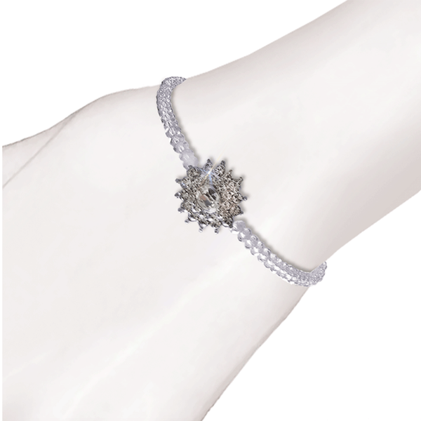 Crystal Flower Beaded Bracelet - Clear