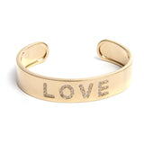 Gold LOVE Cuff Bracelet with Crystals