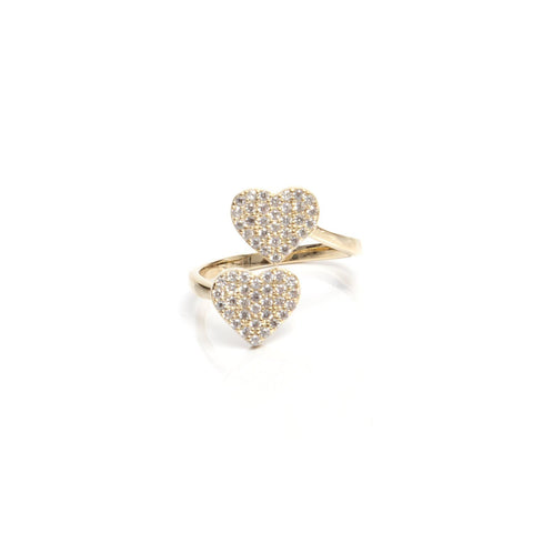 Double Heart Ring - Gold