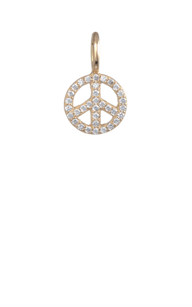 Crystal Gold Charm - Peace Sign