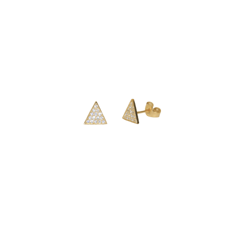 Gold Triangle Earrings with Swarovski Crystals
