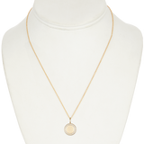 Engraved Crystal Disc Necklace - Gold