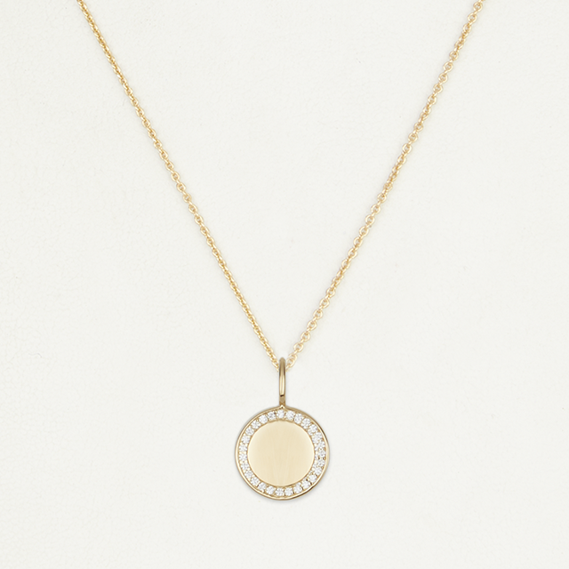 Engraved Disc Necklace Sterling Silver