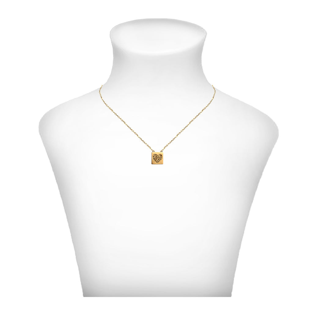 Crystal Heart  Necklace - Gold