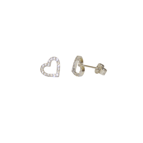 Open Heart Earrings - Silver