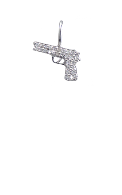 Crystal Silver Charm - Gun