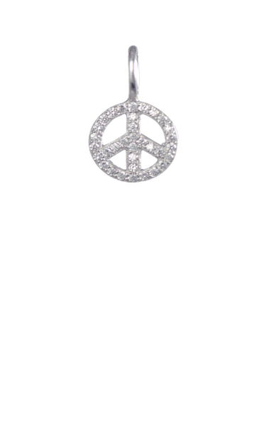 Crystal Silver Charm - Peace Sign