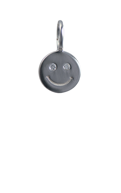 Crystal Silver Charm - Smiley Face