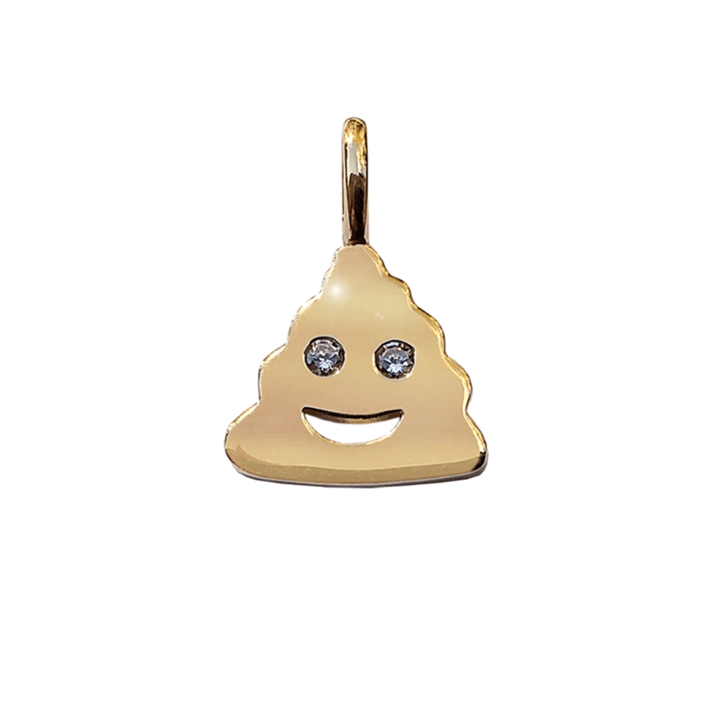 Gold Charm - Poop Emoji