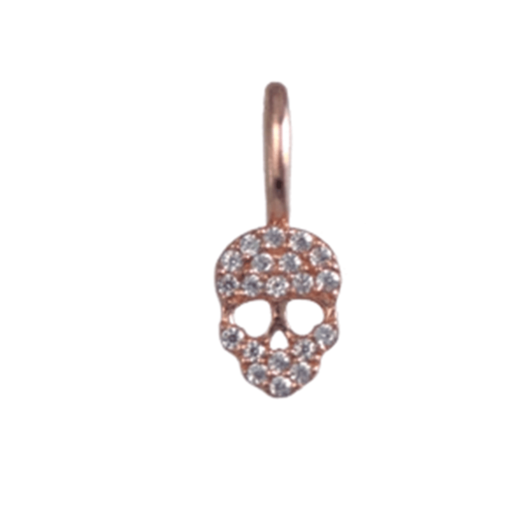 Mini Crystal Rose Gold Charm - Skull