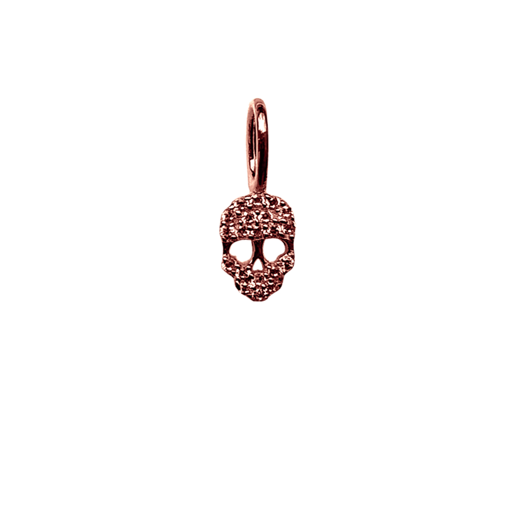 Mini Crystal Skull Charm -  Rose Gold