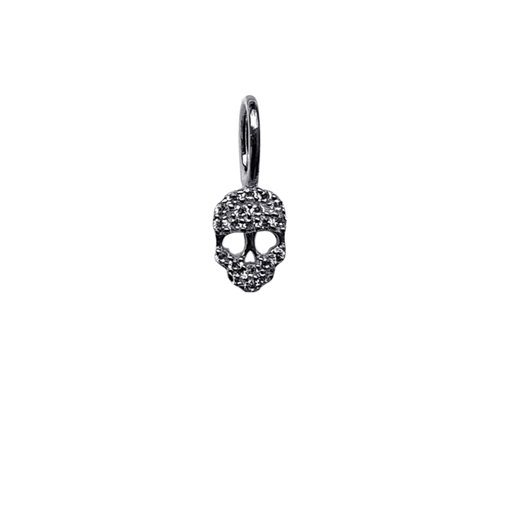 Mini Crystal Skull Charm -  Silver