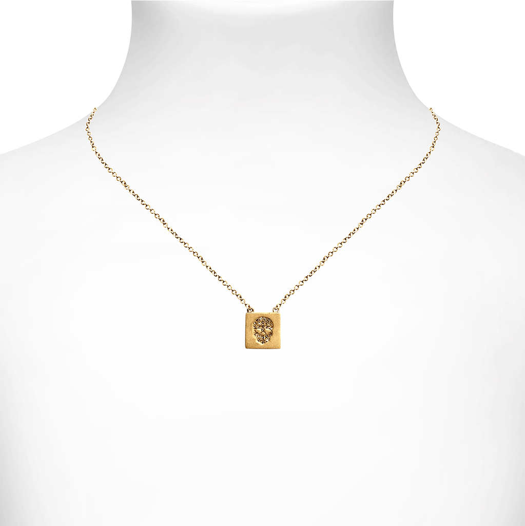 Crystal Skull Necklace - Gold